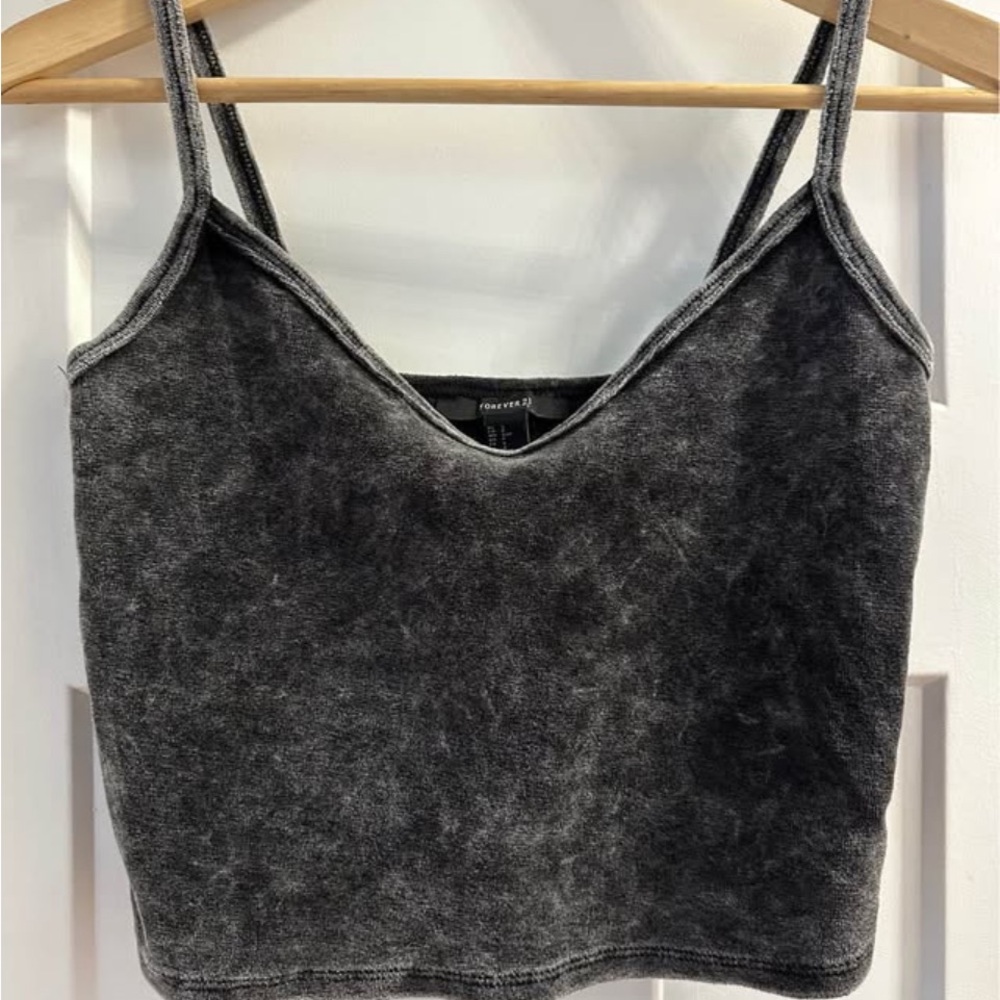 Forever 21 Charcoal Washed V-Neck Cropped Cami